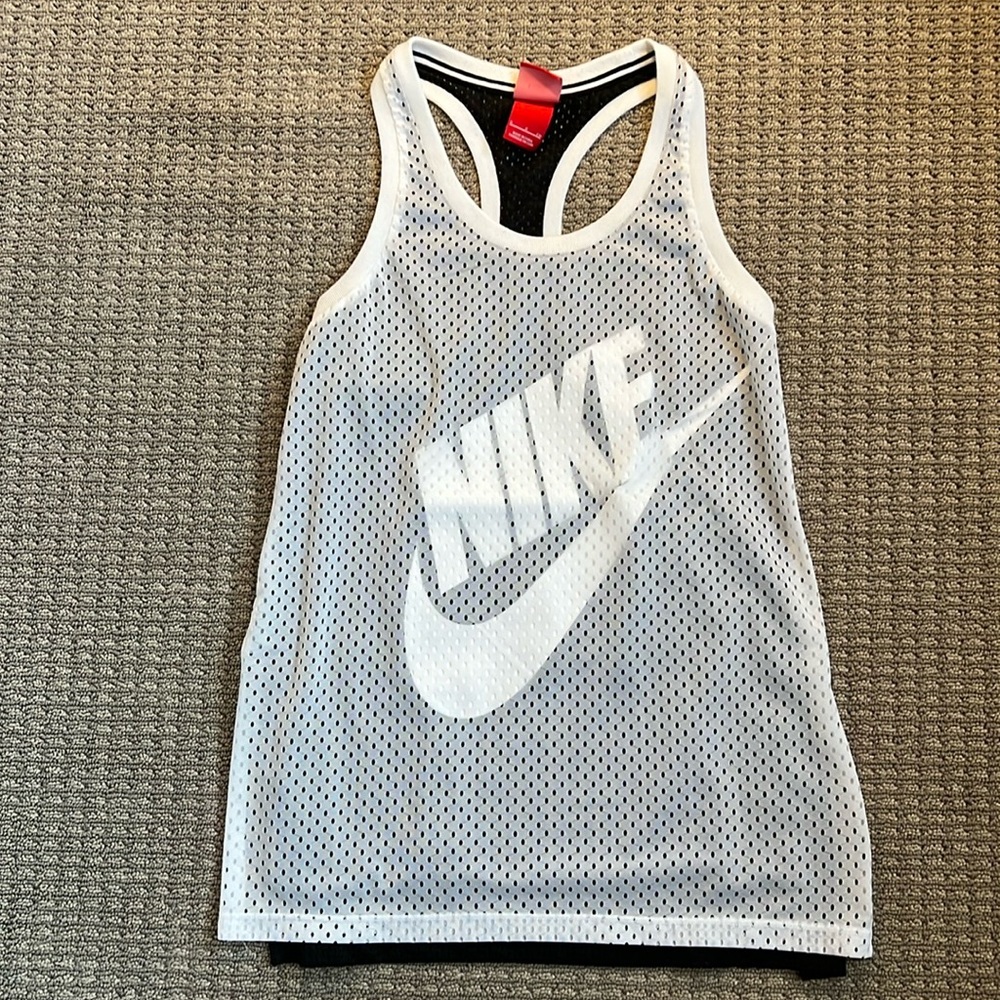 Nike Black and White Mesh Detail Tank Top
